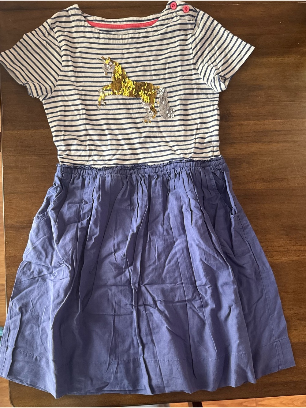 Mini Boden Striped Navy and White Top with Color Changing Sequins